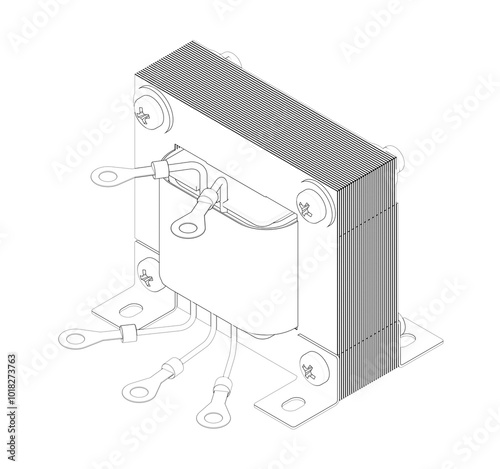 Electric transformer in black and white 3D illustration photo