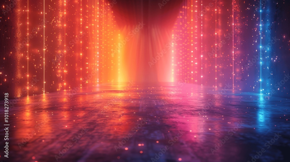 3D Neon Abstract Background with Colorful Light Stripes and Glowing Lines 3D Neon Abstract Background with Colorful Light Stripes and Glowing Lines