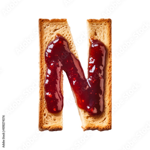 Letter N made from toast and jam photo