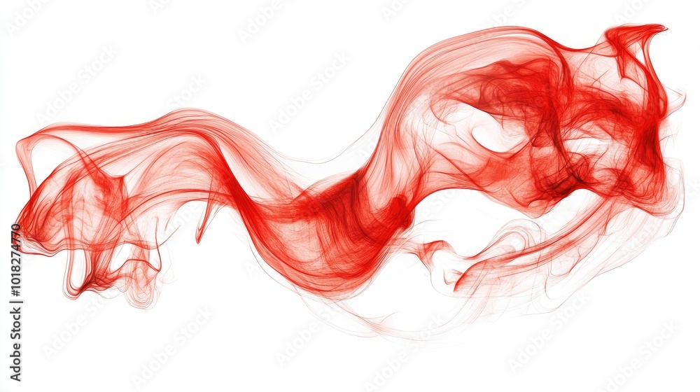Fototapeta premium Dynamic red fire flames dancing and swirling in motion, isolated against a white background, representing intense energy