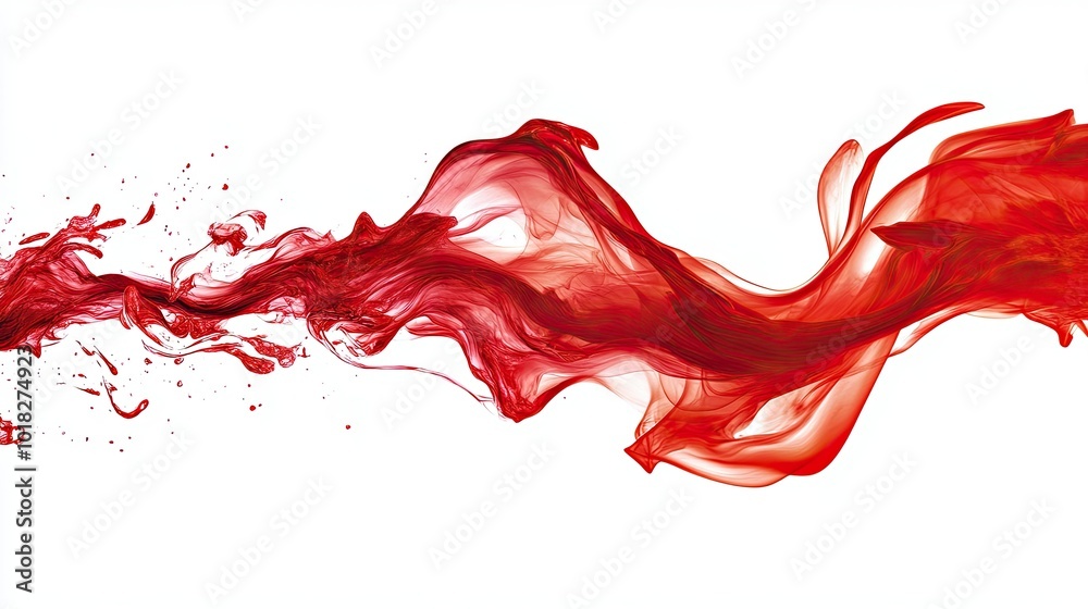 Dynamic red fire flames isolated on a white background, with intense energy and flowing shapes, showcasing the raw power of fire