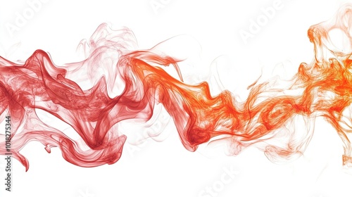 Dynamic red fire flames swirling in motion, isolated on a white background with sharp fiery contrasts