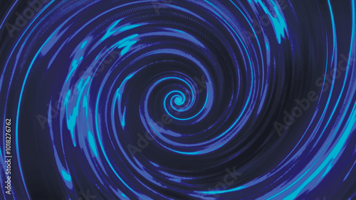Liquid hypnotic looped aqua vortex. Beautiful colorful whirlpool background. Abstract digital vortex. Magic swirling portal. Glowing spiral. Vector illustration.