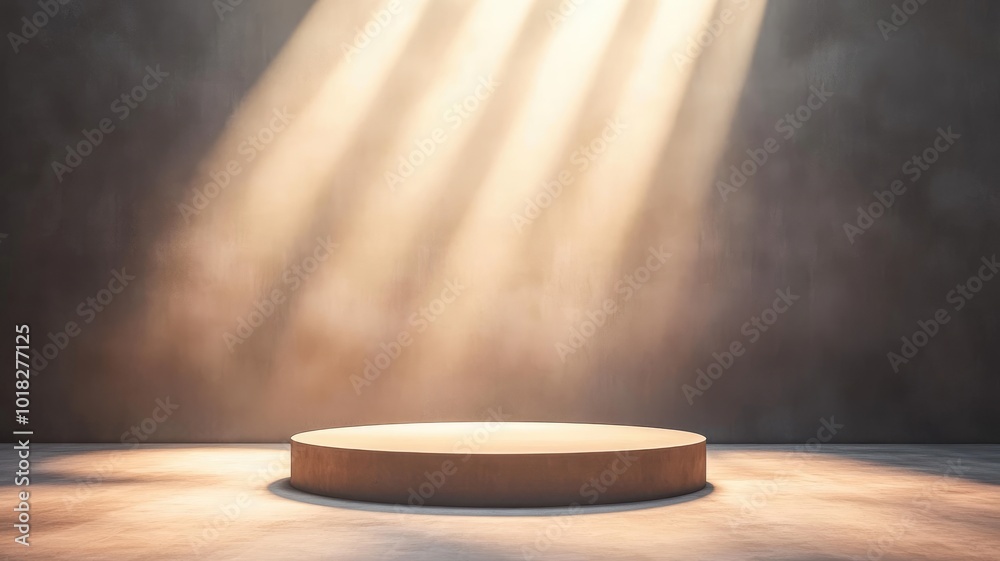 A Circular Platform in a Room with Light Beams A Circular Platform in a Room with Light Beams