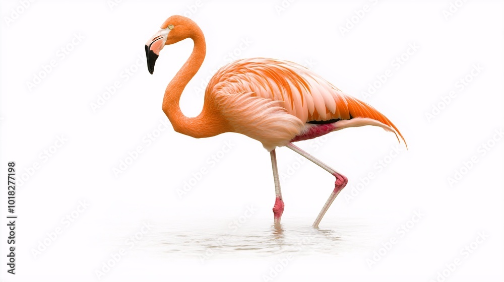 Obraz premium Elegant Flamingo Standing in Shallow Water