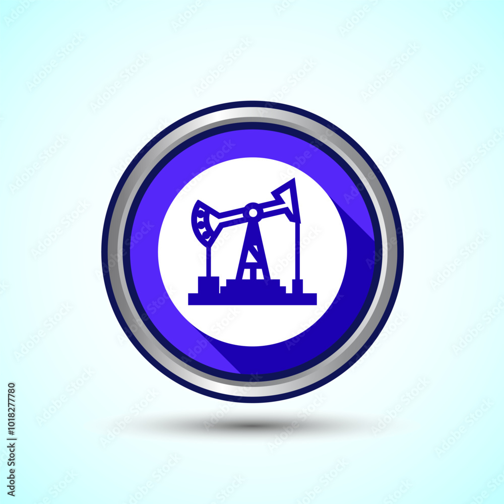 Naklejka premium Oil Pump Icon Design Illustration, Industrial Icon For Apps and Websites, Blue Shadow Button Design