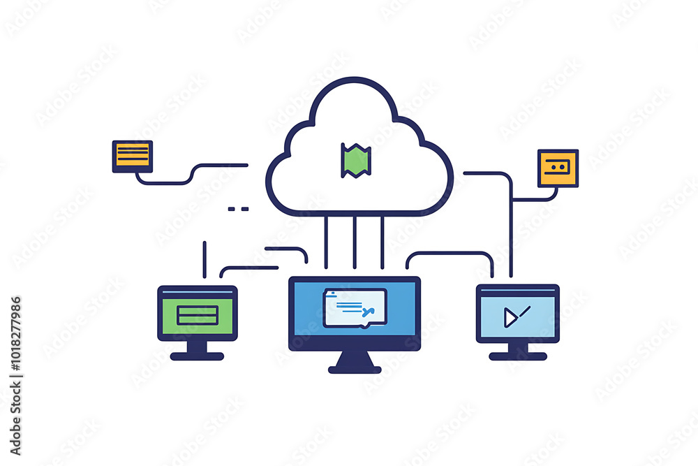 An icon of a cloud network typically features a cloud shape with interconnected lines or nodes extending from or within it, symbolizing data flow and connections between various devices or servers in An icon of a cloud network typically features a cloud shape with interconnected lines or nodes extending from or within it, symbolizing data flow and connections between various devices or servers in