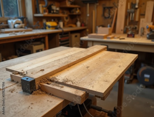 Woodworking in a Rustic Workshop With Tools and Sawdust During Afternoon Hours