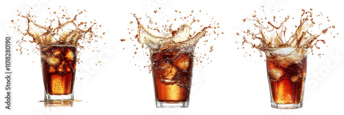 фотографія Glass of cola soda with splash isolated on transparent PNG background image perf