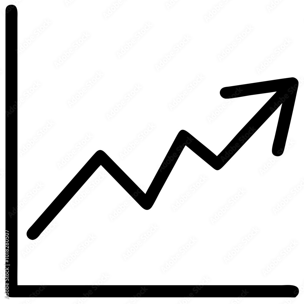 Icon depicting an upward trend line in a graph representing growth and success in business Icon depicting an upward trend line in a graph representing growth and success in business