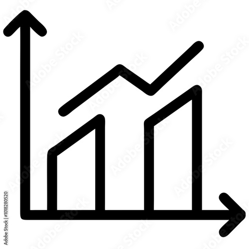 Icon illustrating upward trend in a bar graph representing growth and success in business