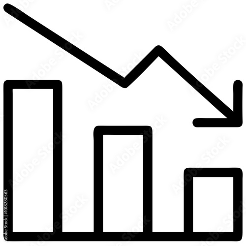 Icon depicting a declining bar graph representing cost reduction in business