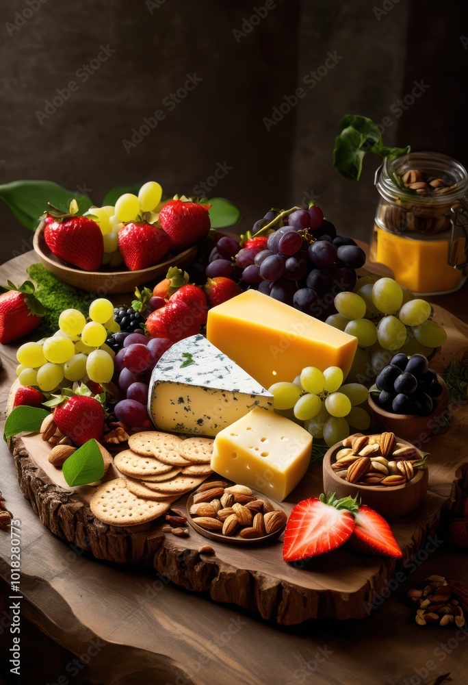 visually stunning elevated cheese board arrangement featuring assorted colorful variety accompaniments gastronomic delight, appetizer, artisanal, boards visually stunning elevated cheese board arrangement featuring assorted colorful variety accompaniments gastronomic delight, appetizer, artisanal, boards
