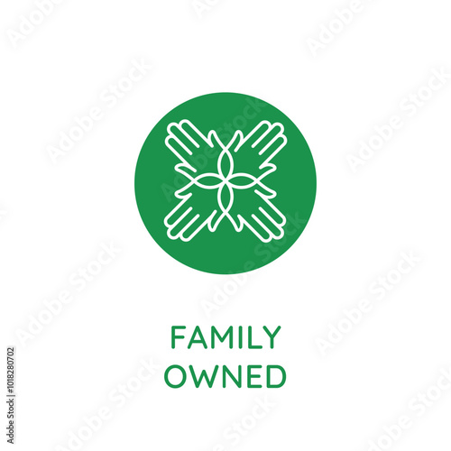 Vector line design element, badge and icon for food and cosmetics packaging in mono linear style - family owned