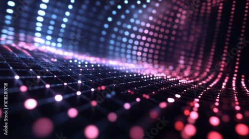 Wallpaper Mural Abstract Grid with Pink and Blue Lights Torontodigital.ca