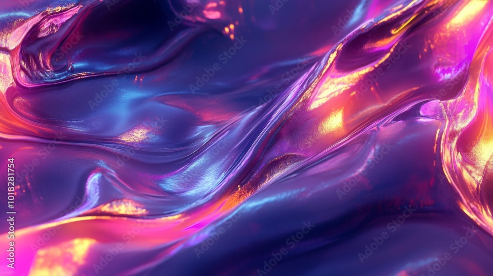 Obraz premium Abstract Swirling Purple and Orange Iridescent Surface