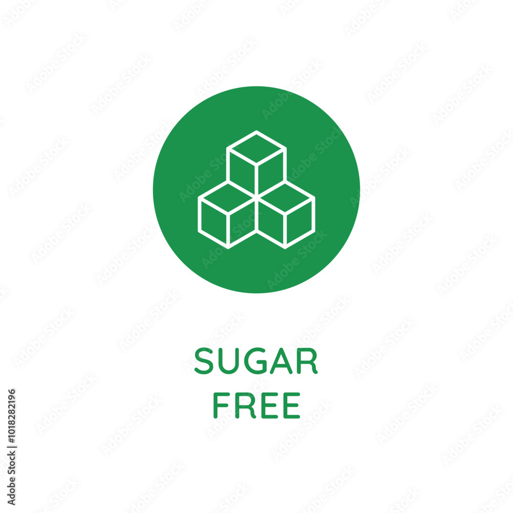 Vector line design element, badge and icon for food and cosmetics packaging in mono linear style - sugar free Vector line design element, badge and icon for food and cosmetics packaging in mono linear style - sugar free