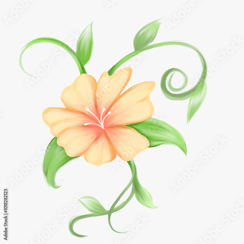 A vibrant bouquet featuring lilies of the valley and other lilies, with soft pink petals, green leaves, and floral patterns, representing the beauty of spring and summer blooms
