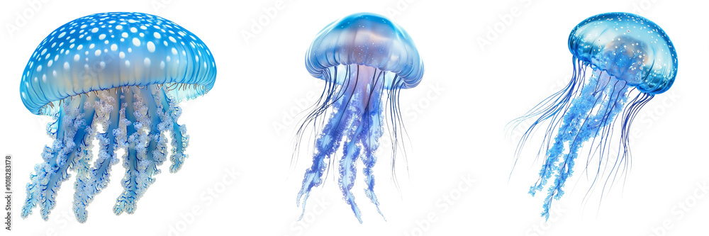 Colorful jellyfish isolated on transparent PNG background image perfect for marine-themed illustrations or underwater designs Colorful jellyfish isolated on transparent PNG background image perfect for marine-themed illustrations or underwater designs