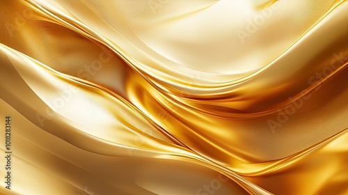 Golden waves flowing across an abstract surface, with smooth gradients and soft light creating a luxurious, dynamic scene