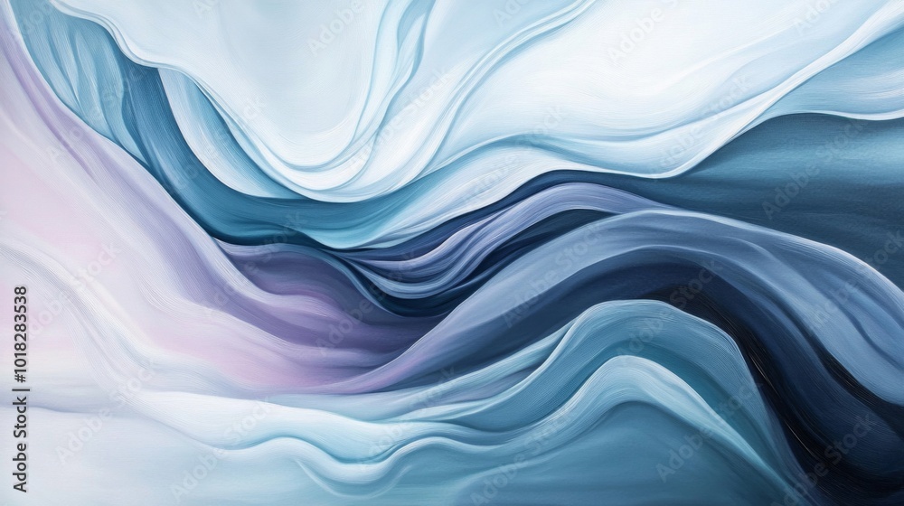 Obraz premium Abstract Painting with Blue and Purple Swirling Waves