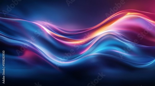 Abstract Blue, Pink, and Orange Waves with Glowing Lines