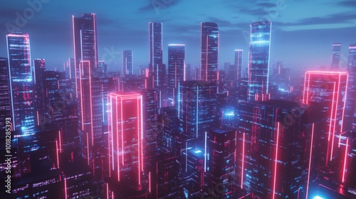 Wallpaper Mural Futuristic cityscape illuminated with vibrant neon lights Torontodigital.ca