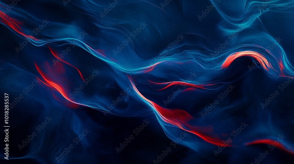 Obraz premium Abstract Blue and Red Swirling Light Streaks on a Dark Background