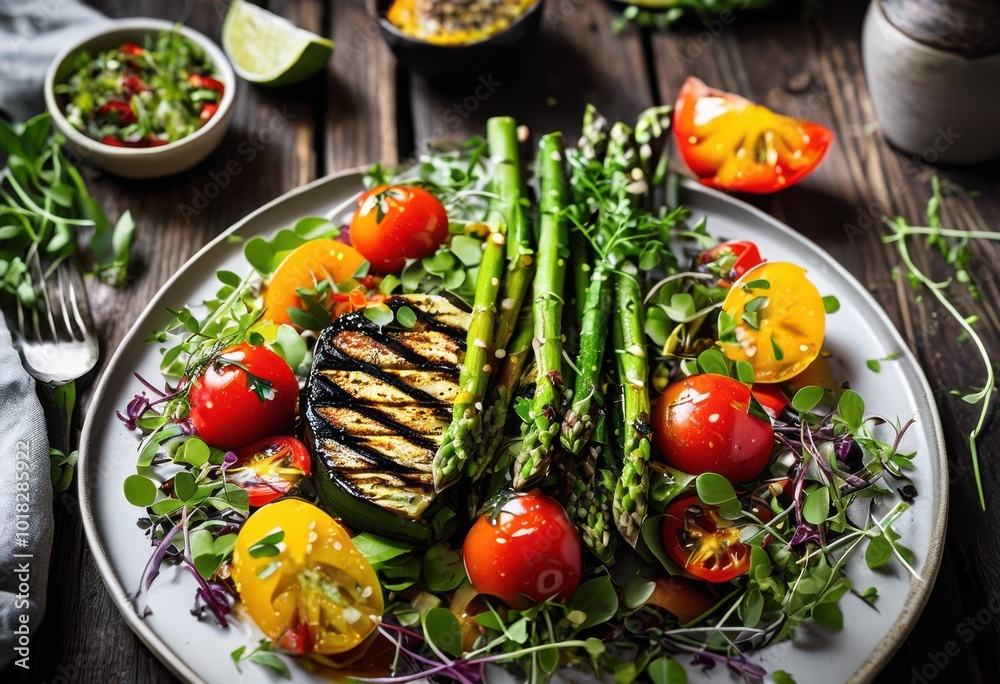 close colorful plant based meal showcasing fresh ingredients artful presentation culinary inspiration, vegetable, freshness, array, nutrition, organic, dish