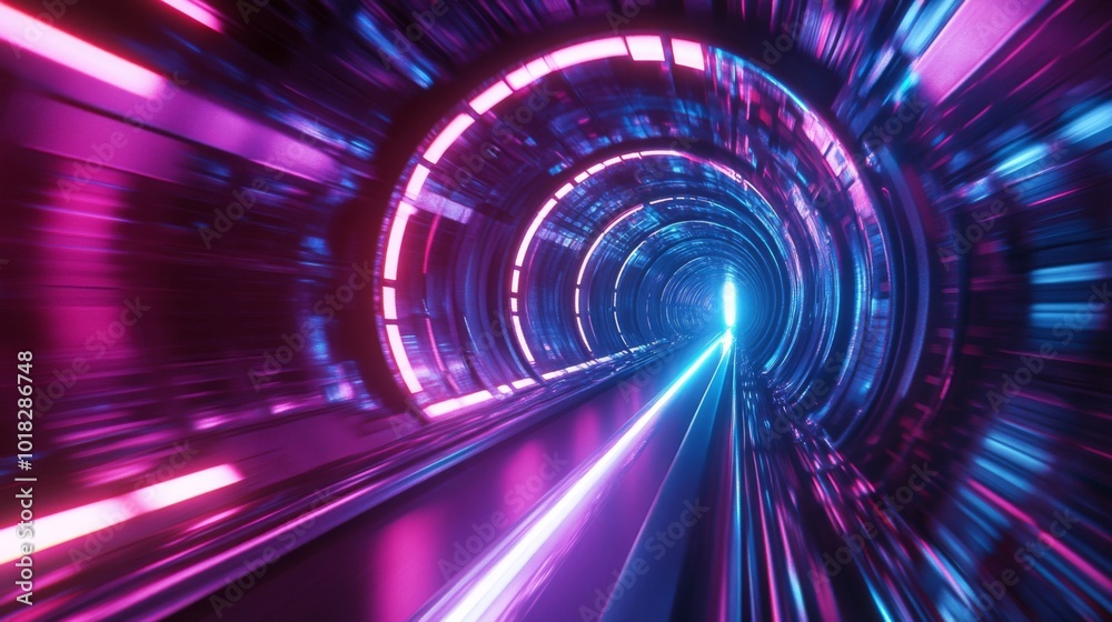 High-Speed Journey Through a Neon-Lit Tunnel High-Speed Journey Through a Neon-Lit Tunnel
