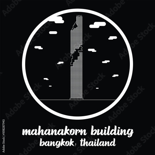 Circle Icon Mahanakorn Building. Vector Illustration