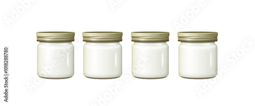 Four White Jars with Gold Lids