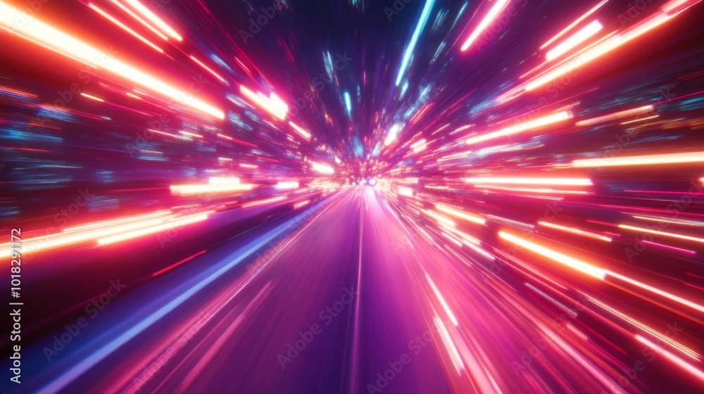 Naklejka premium Abstract Neon Lights Tunnel in Pink and Blue