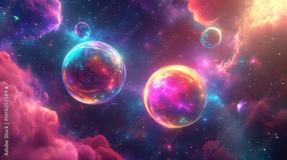 Glowing Spheres in a Starry, Cosmic Nebula Glowing Spheres in a Starry, Cosmic Nebula