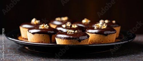 Gourmet Chocolate Cupcakes with Golden Flakes photo