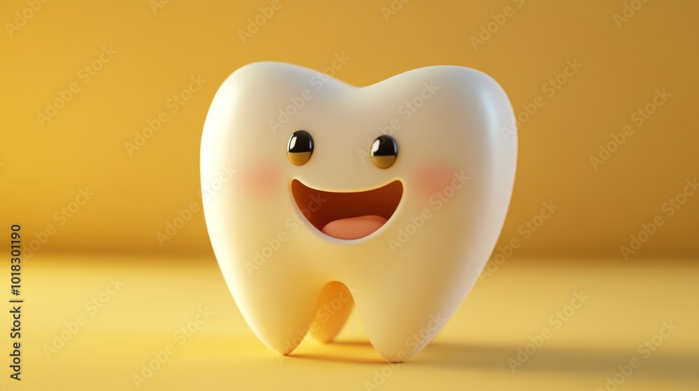 Adorable cartoon tooth mascot with a friendly smile and colorful design for kids oral health Adorable cartoon tooth mascot with a friendly smile and colorful design for kids oral health