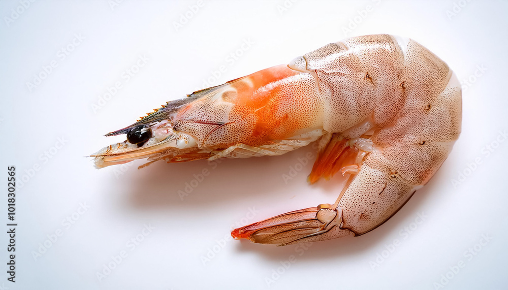 Raw shrimp, isolated on a clean and smooth white background Raw shrimp, isolated on a clean and smooth white background