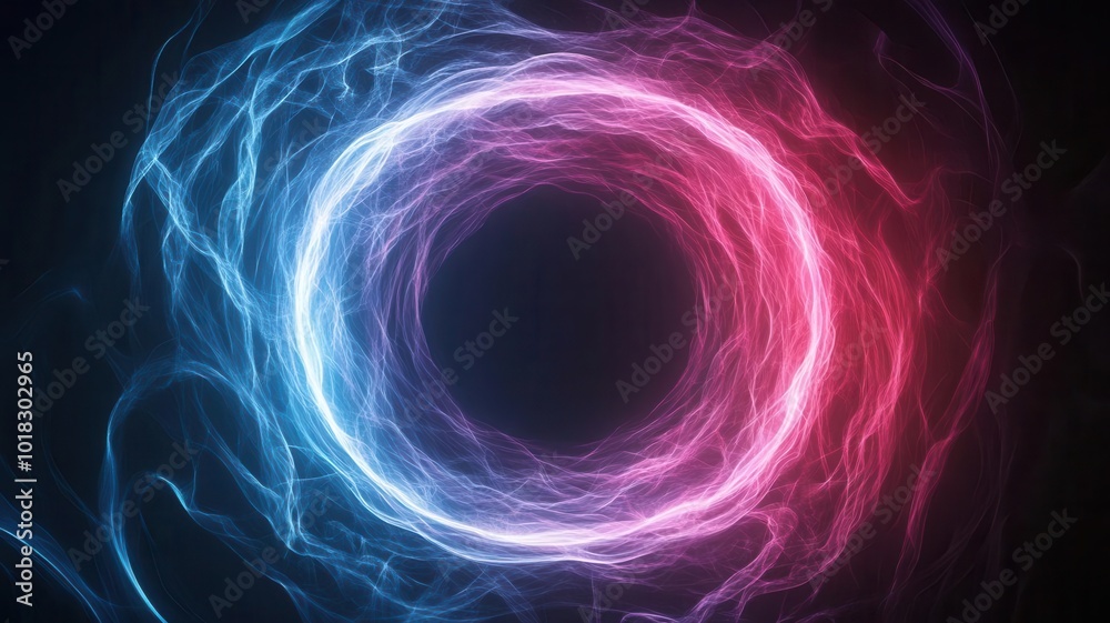 Fototapeta premium Embryo inside a vortex of abstract swirling colors and fluid forms, bright neon tones, soft and glowing effect