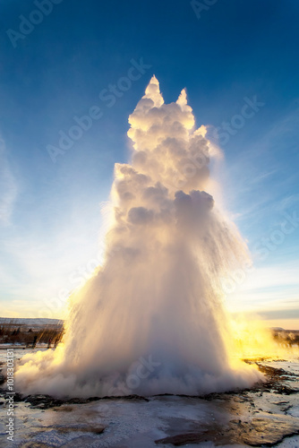 At the Geyser Strokkur in Haukadalur, Golden Circle, Iceland, Europe