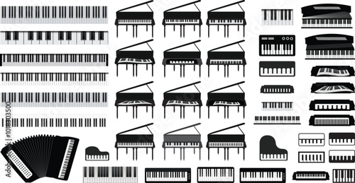 Canvas Print Piano keyboard vector arts illustration instrument