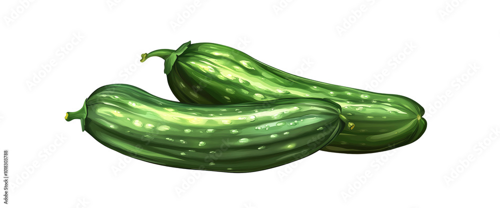 Fresh Green Cucumbers Isolated on White Background Fresh Green Cucumbers Isolated on White Background