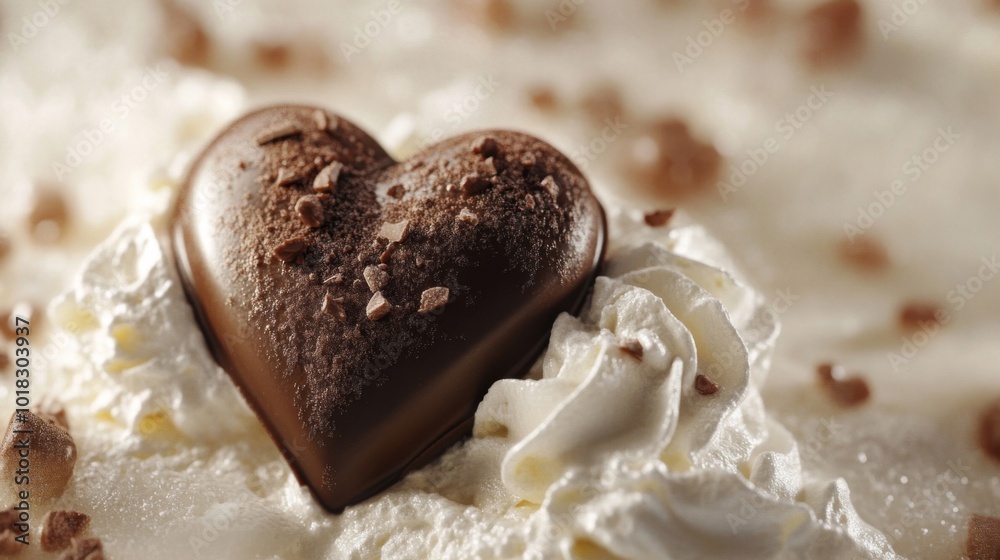 Chocolate Heart on Whipped Cream with Chocolate Sprinkles Chocolate Heart on Whipped Cream with Chocolate Sprinkles