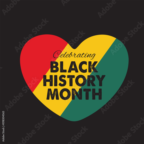Celebrating Black History Month Heart Monologue Vector Graphics