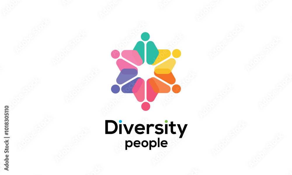 Fototapeta premium Diversity people team family colourful logo vector icon symbol 