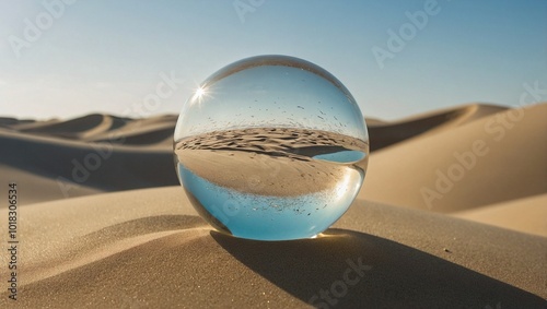 A transparent glass sphere floating midair