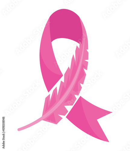 feather pink ribbon breast cancer awareness
