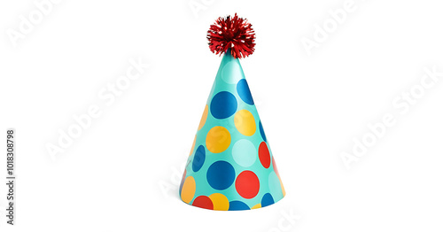 Obraz na płótnie A festive and fun party hat with colorful polka dots and a fluffy pom-pom, perfect for birthday parties, celebrations, and joyful events. w salonie