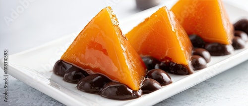 Orange Pudding with Chocolate Sauce