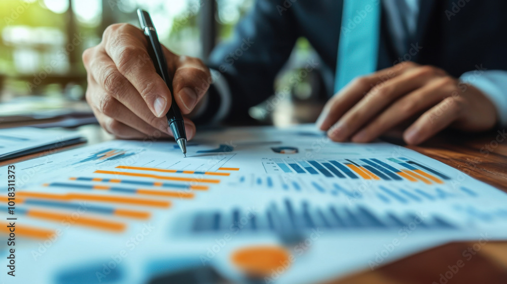 Business Professionals Analyzing Data Reports