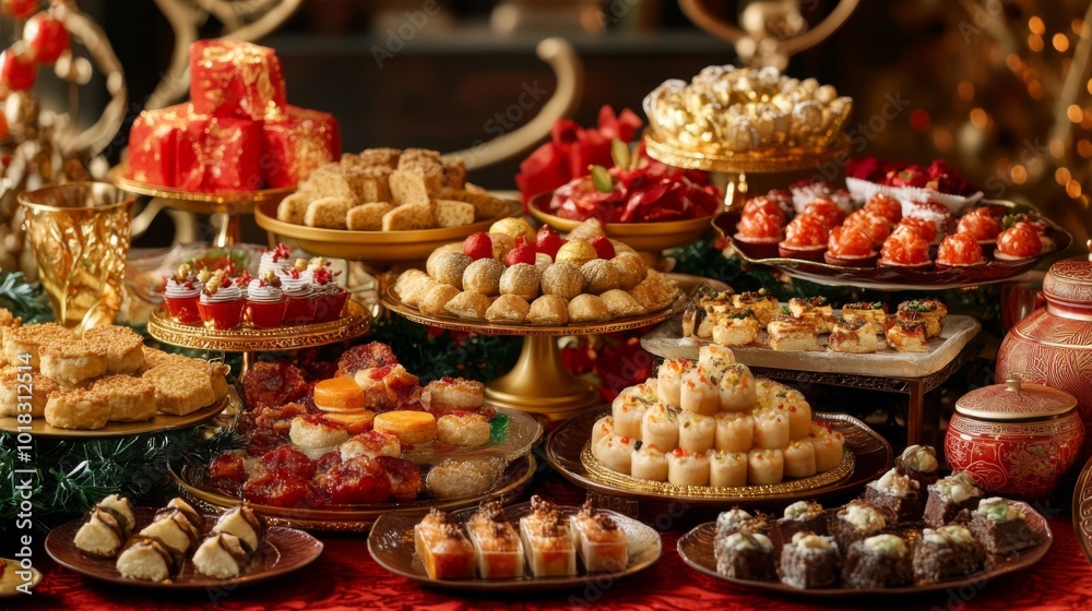 A Festive Spread of Gourmet Desserts and Sweet Treats A Festive Spread of Gourmet Desserts and Sweet Treats
